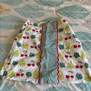 Odille White Skirt with Red and Green Patterns